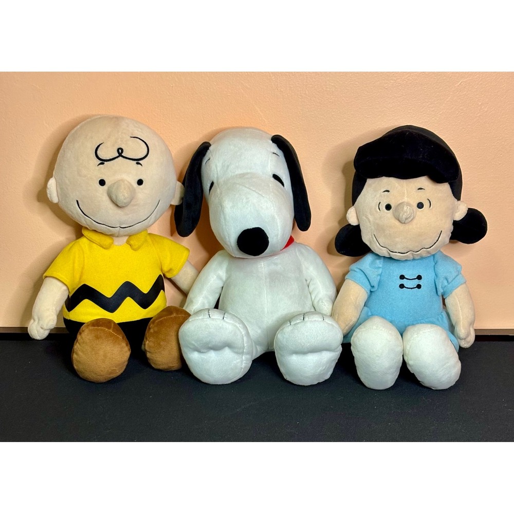 3 Kohls Cares Peanuts Plush Lot Charlie Brown Snoopy Lucy 14" Stuffed Toys EUC